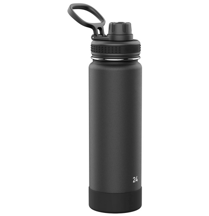 Actives Stainless Steel Insulated Water Bottle with Spout Lid – 24oz Onyx, Leak-Proof and Dishwasher Safe