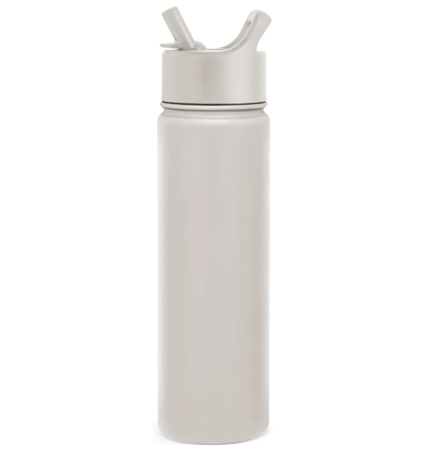 Almond Birch 22oz Insulated Water Bottle with Straw – BPA-Free, Leak-Proof, Stainless Steel