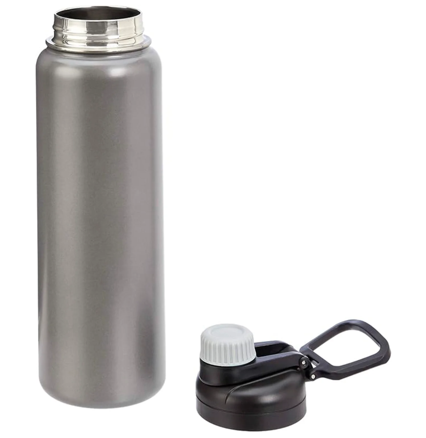 Large Stainless Steel Water Bottle with Spout Lid – 30oz, Gray