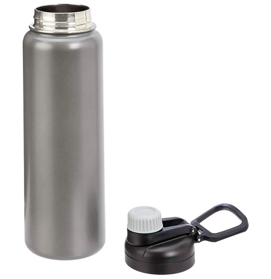IceWaterFilters Large Stainless Steel Water Bottle with Spout Lid – 30oz, Gray
