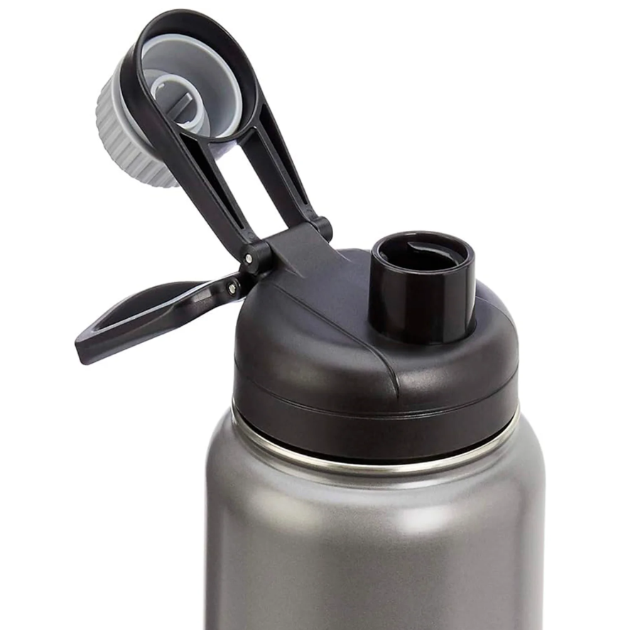 Large Stainless Steel Water Bottle with Spout Lid – 30oz, Gray
